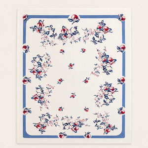 Vintage Cherry Floral Tablecloth Cottage Farmhouse Kitchen Linen 50x62